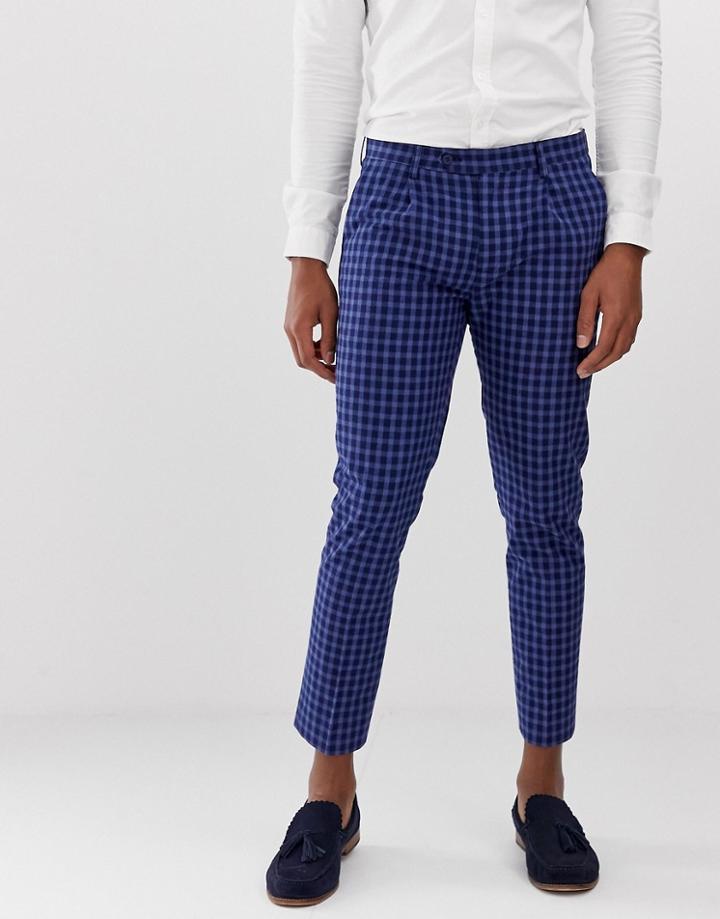 Devils Advocate Navy Linen Blend Cropped Pleated Pants - Navy
