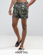 Asos Tall Swim Shorts With Floral Print In Short Length - Multi