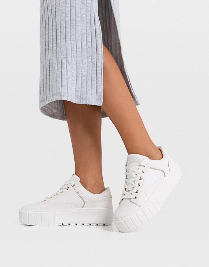 Stradivarius Flatform Chunky Sneakers In White