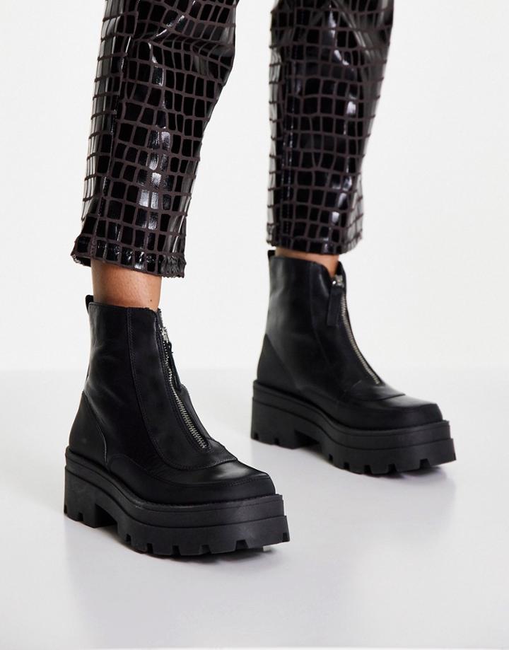 Schuh The Edit Pyper Leather Chunky Boots In Black