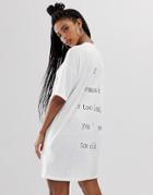 Noisy May Slogan T-shirt Dress-white