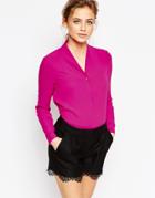 Ted Baker Fold V Neck Blouse - Deep Pink