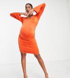 Jaded Rose Maternity Ruched Mini Dress With Draped Back In Orange