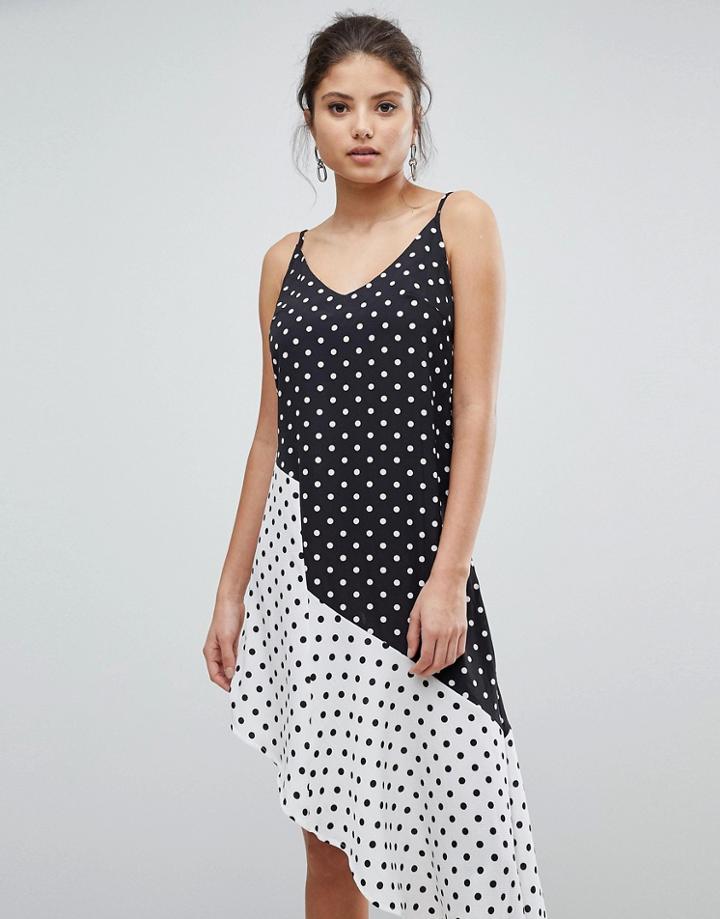 Missguided Asymmetric Polka Dot Dress - Black