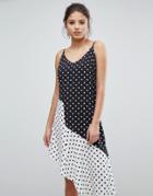 Missguided Asymmetric Polka Dot Dress - Black