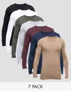 Asos Extreme Muscle Long Sleeve T-shirt 7 Pack - Multi