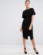Asos Wiggle Dress With Lace Insert - Black