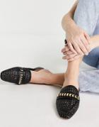 Asos Design Mumford Woven Flat Mules In Black