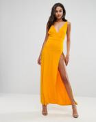 Asos Super Thigh Split Maxi Dress - Orange