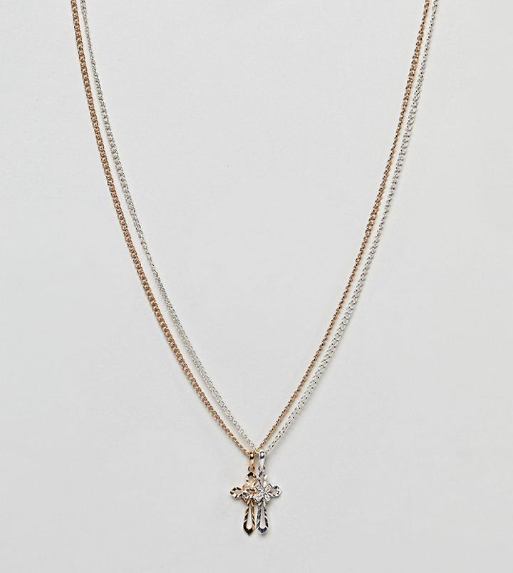 Reclaimed Vintage Inspired Double Cross Necklace In 2 Pack Exclusive To Asos - Gold