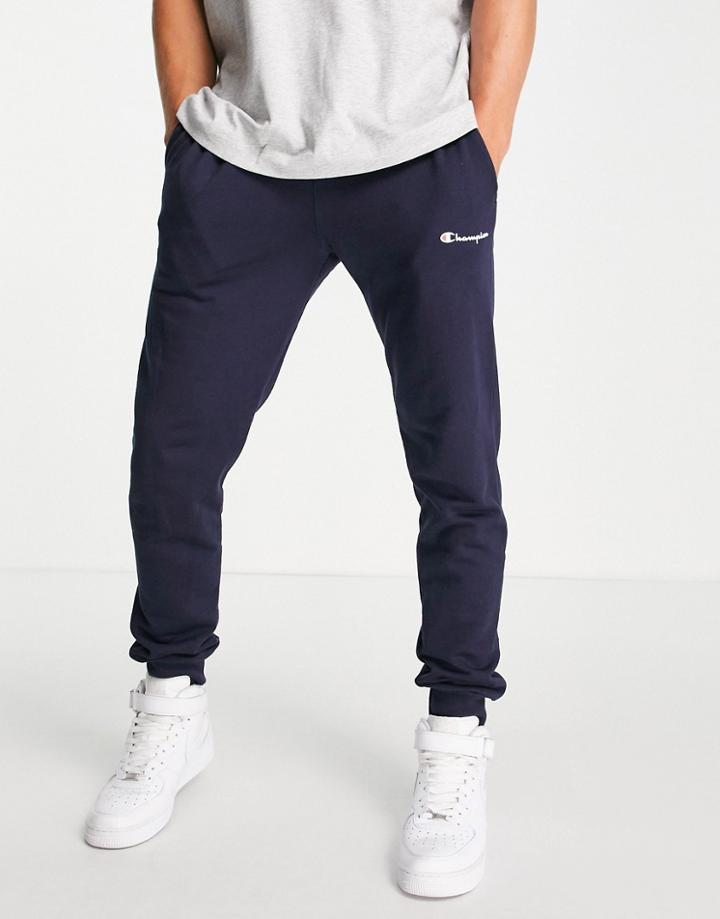 Champion Small Script Logo Sweatpants In Navy