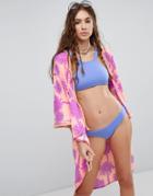 Maaji Palm Printed Beach Kimono - Pink