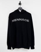 Mennace Knitted Hoodie In Black With Logo Detail - Part Of A Set