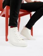 Asos Design Vegan Friendly High Top Sneakers In White On Crepe Look Sole - White