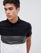 Asos Design Polo Shirt With Color Block In Interest Fabric In White - White