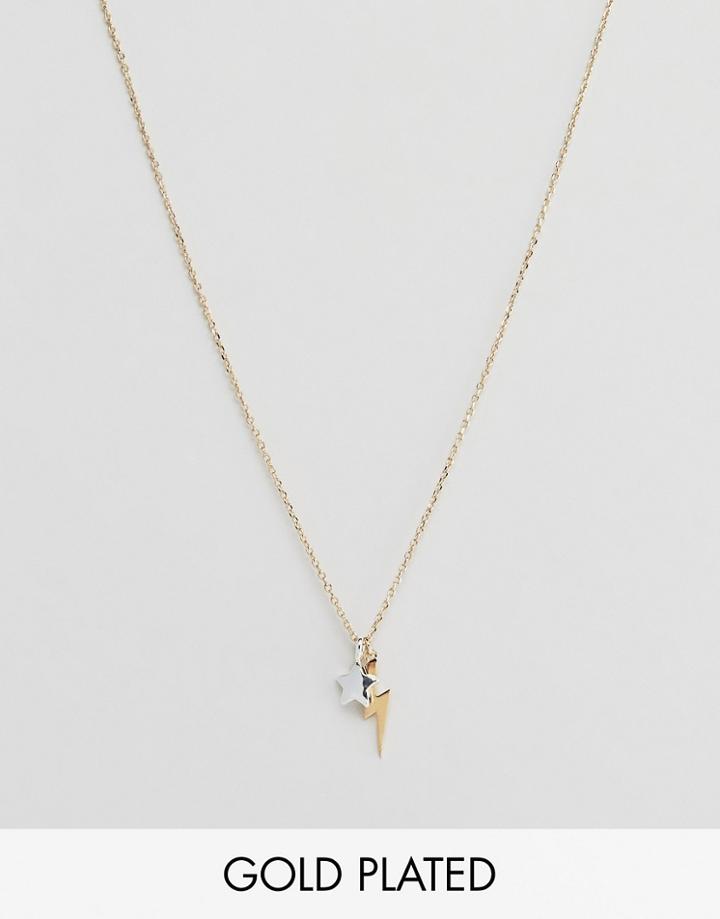 Orelia Gold Plated Lightning Bolt Pendant Necklace In Gift Box