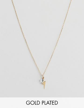 Orelia Gold Plated Lightning Bolt Pendant Necklace In Gift Box