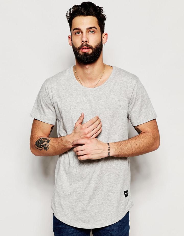Only & Sons Longline T-shirt - Gray Marl