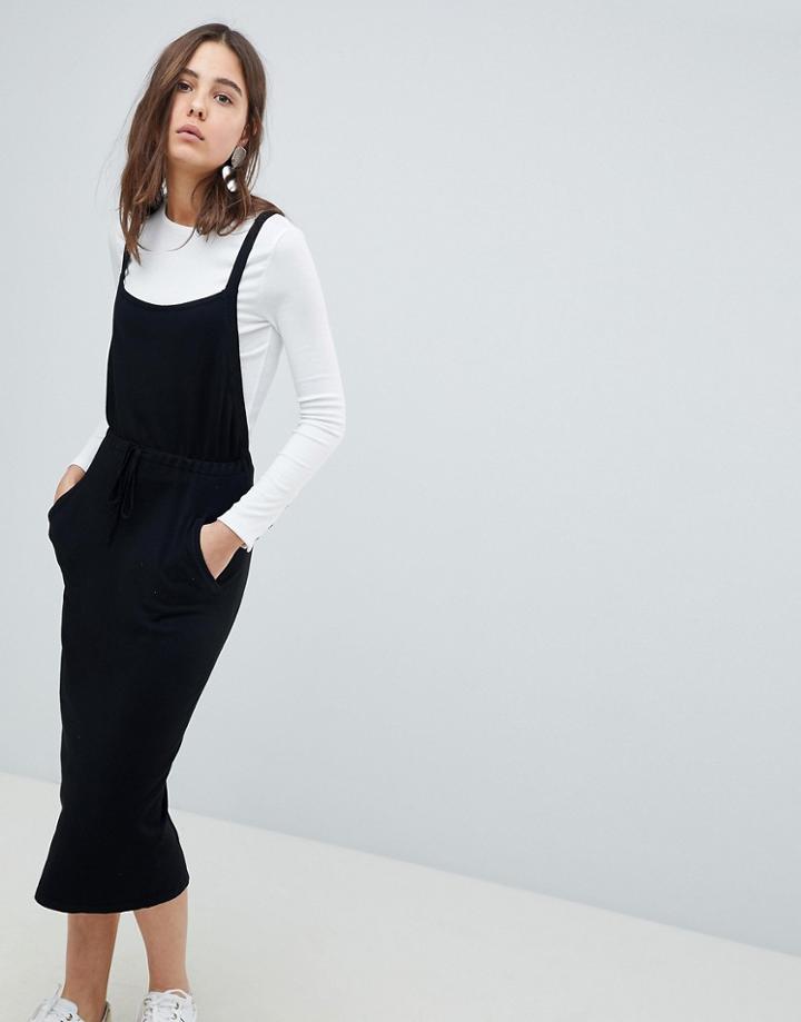 Neon Rose Knitted Pinafore Dress - Black