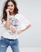 Pull & Bear Vacation Lady Surf T-shirt - White