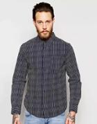Wrangler Stripe Long Sleeve Shirt - Medieval Blue
