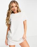 Na-kd Organic T-shirt Dress In Light Gray Melange