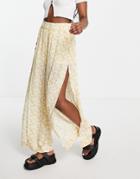 Hollister Front Slit Wide Leg Pants In Yellow Ditsy