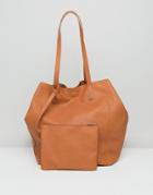Asos Soft Shopper Bag With Removable Clutch - Tan