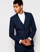 Selected Homme Luxe Tonal Check Suit Jacket In Skinny Fit - Navy