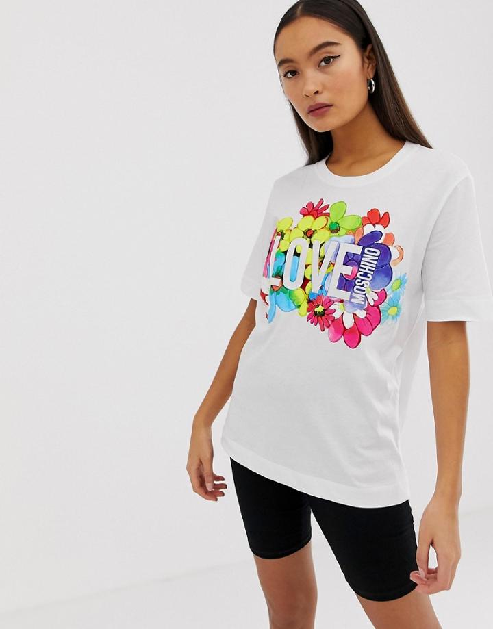 Love Moschino Flower Power T-shirt - White