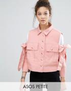 Asos Petite Jacket With Bow Cold Shoulder - Pink