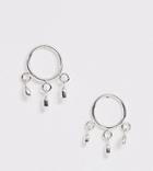 Asos Design Sterling Silver Earrings In Open Circle Design With Hanging Charms - Silver