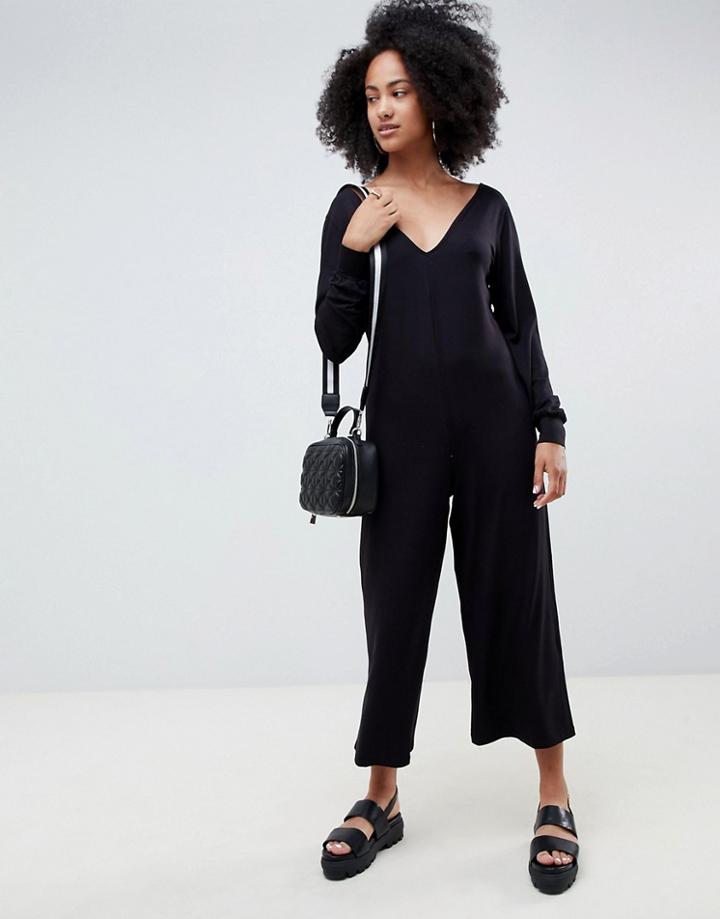 Asos Design Oversized V Neck Jumpsuit - Black