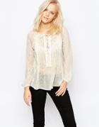 Greylin Zuri Lace Up Boho Shirt - Ivory
