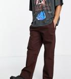 Collusion 90s Fit Twill Pants In Rich Brown