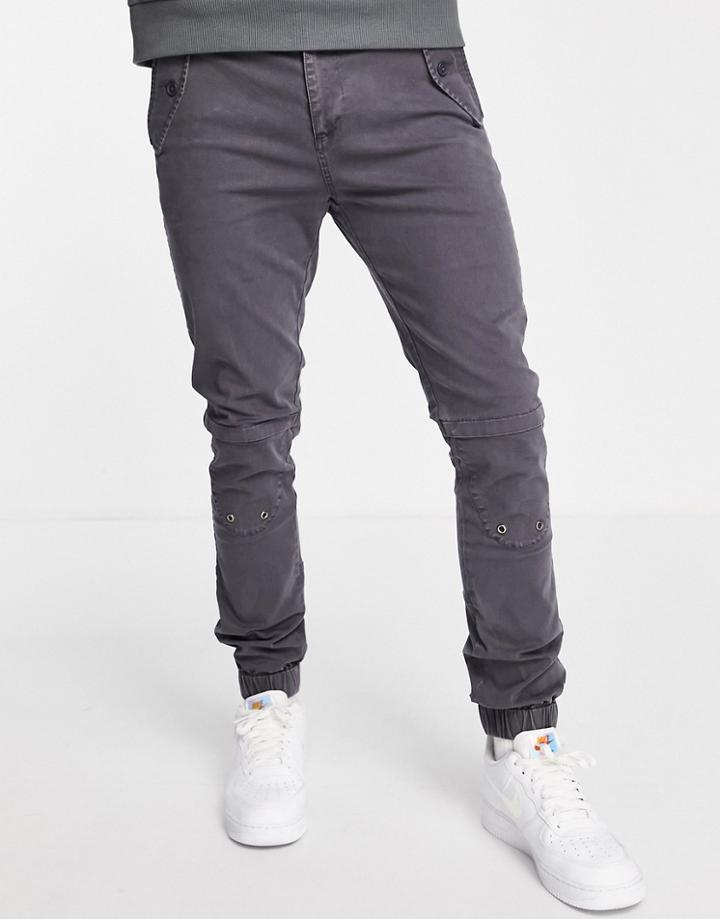 Asos Design Skinny Pants In Washed Charcoal-grey