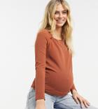 Fashion Union Maternity Long Sleeve Top With Twist Neck-orange
