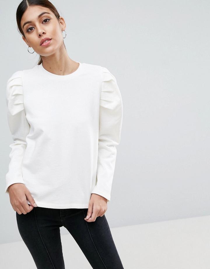 Asos Sweat With Oversized Sleeve - Cream