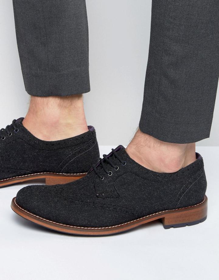 Ted Baker Apren Wool Brogue Shoes - Black