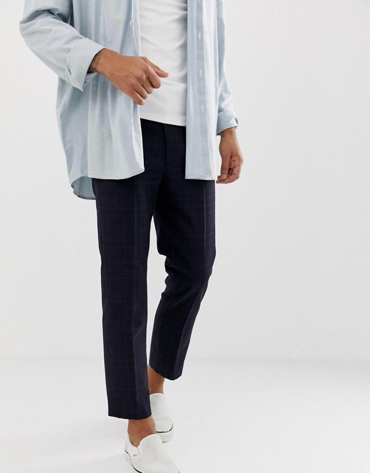 Weekday Tailored Pants In Blue Check - Blue