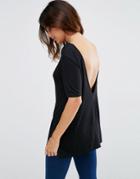 Asos V Back T-shirt With Short Sleeve - Black