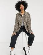 Cheap Monday Upsize Cheetah Print Denim Jacket-brown