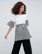 Asos Top With Smock Stripe - Blue