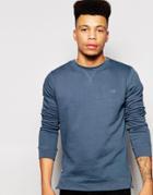 Threadbare Crew Neck Side Zip Washed Sweater - Navy