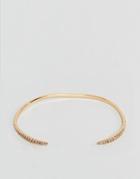 Asos Design Cuff Bracelet With Fine Crystal Tapered Design In Gold - Gold