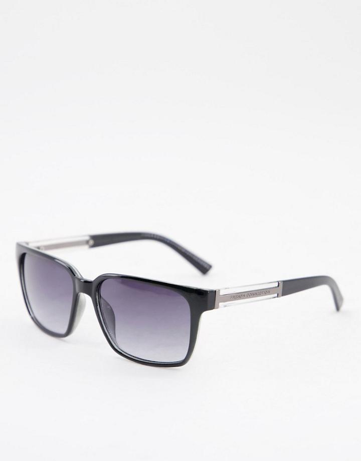 French Connection Rectangle Sunglasses-black