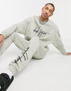 Asos Dark Future Matching Oversized Sweatshirt With Script Logo In Ice Gray-grey