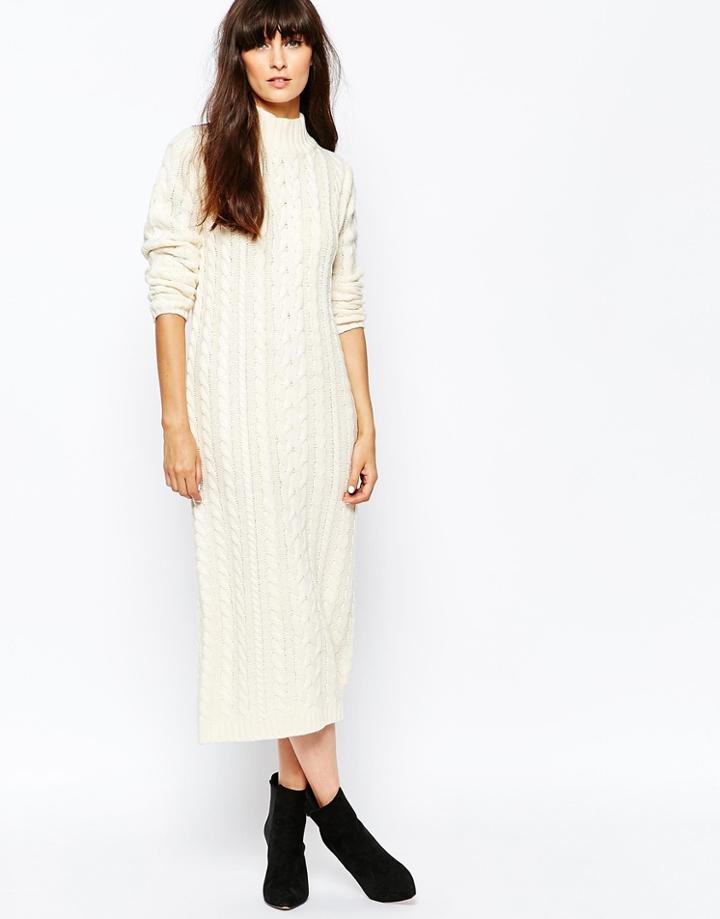 Vero Moda Cable Knitted Sweater Dress - Cream