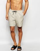 Asos Mid Length Swim Shorts In Stone - Stone