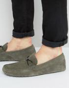 Asos Loafers In Gray Suede With Metal Woven Detail - Gray